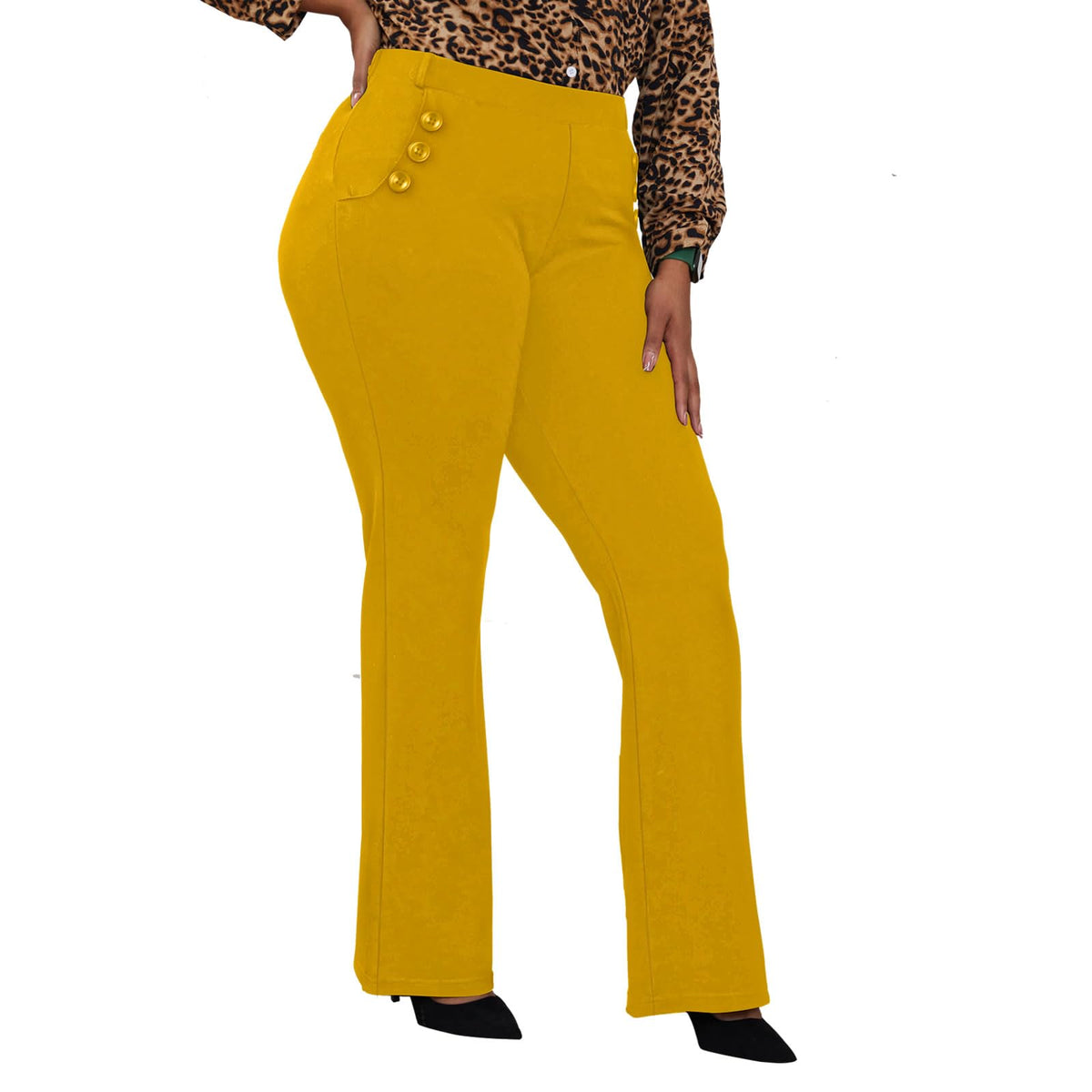 DGD Wrinkle-Free Stretch Dress Pants Plus Size for Women Pull-on Pant Ease into Comfort Office Pant