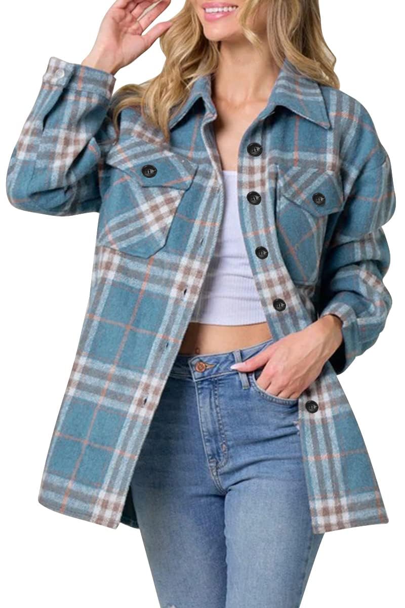 AUTOMET Shackets for Women Plaid Flannel Shirts