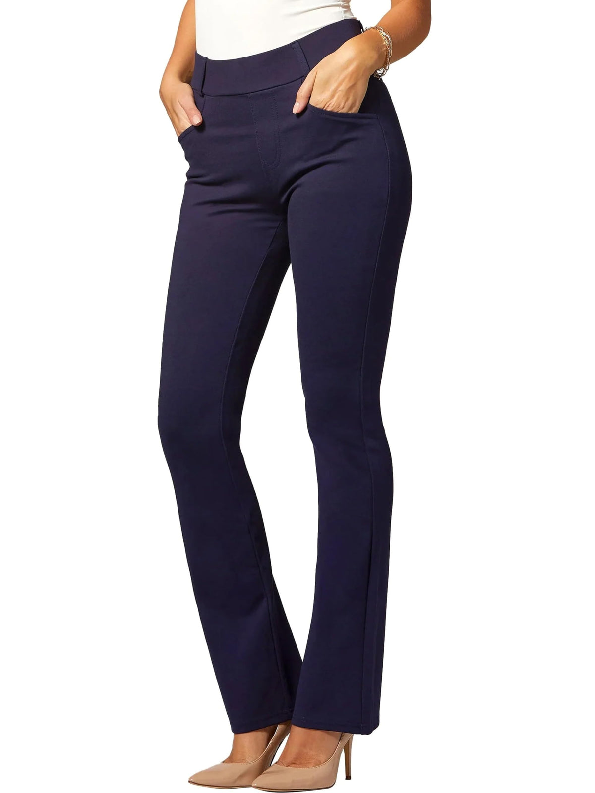Conceited Stretch Slacks for Women - Wear to Work - Tummy Control Waistband - Bootcut Dress Pants with Pockets