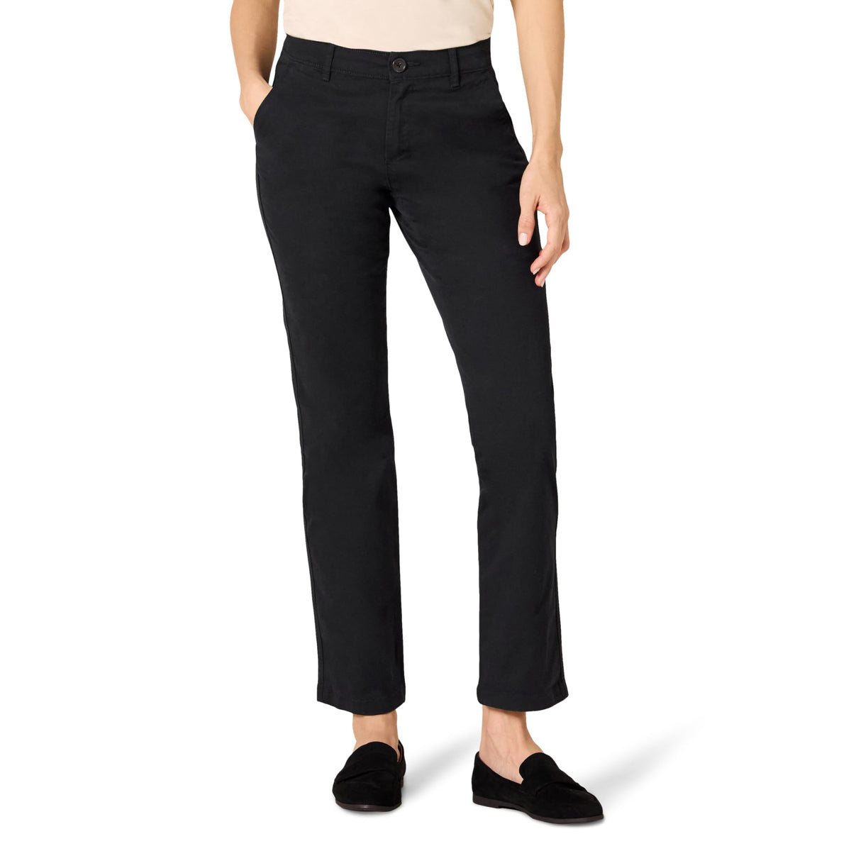Amazon Essentials Women's Curvy Straight-Leg Mid-Rise Stretch Twill Chino Pants