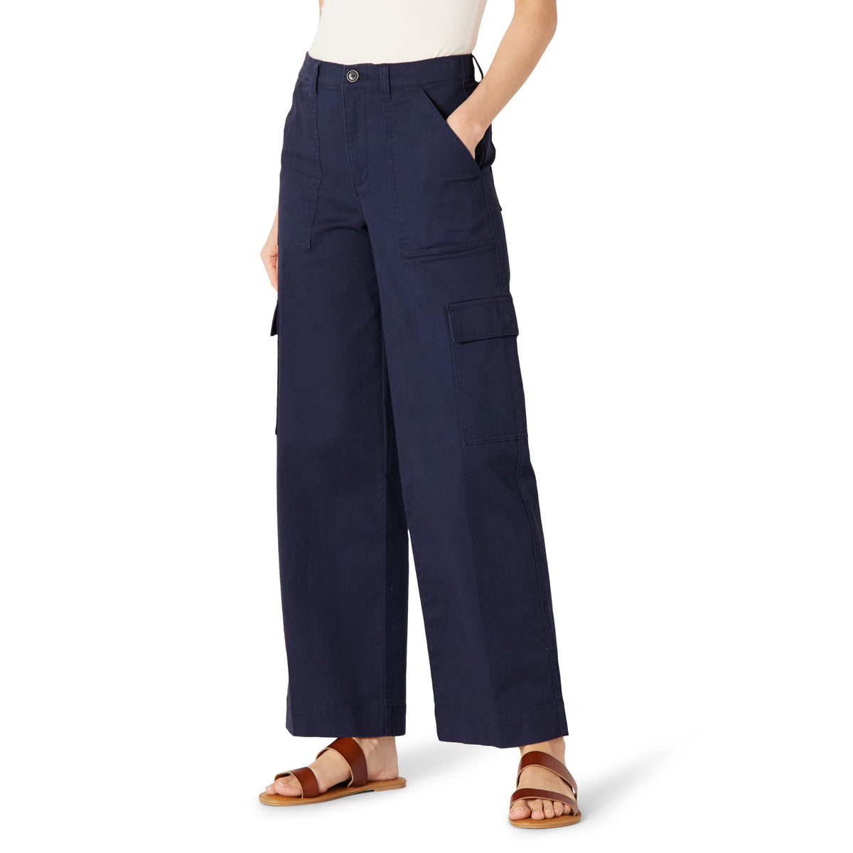 Amazon Essentials Women's High-Rise Relaxed-Fit Stretchy Full-Length Cargo Pants