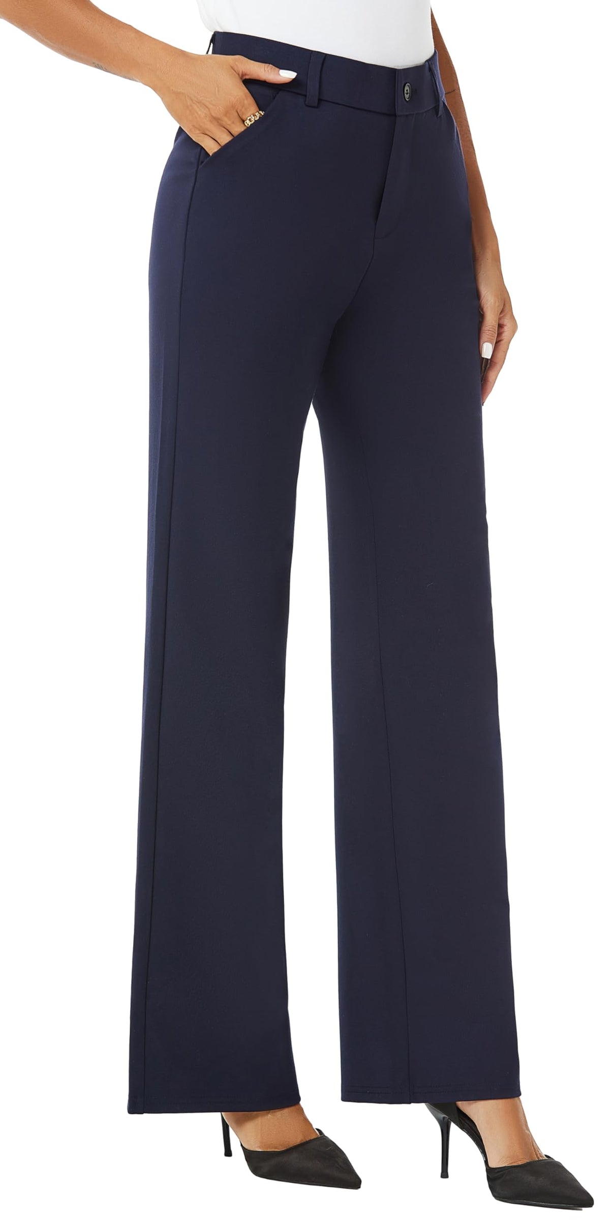 iChosy Womens High Waist Wide Straight Leg Trousers Casual Slacks Dress Pants with Pockets
