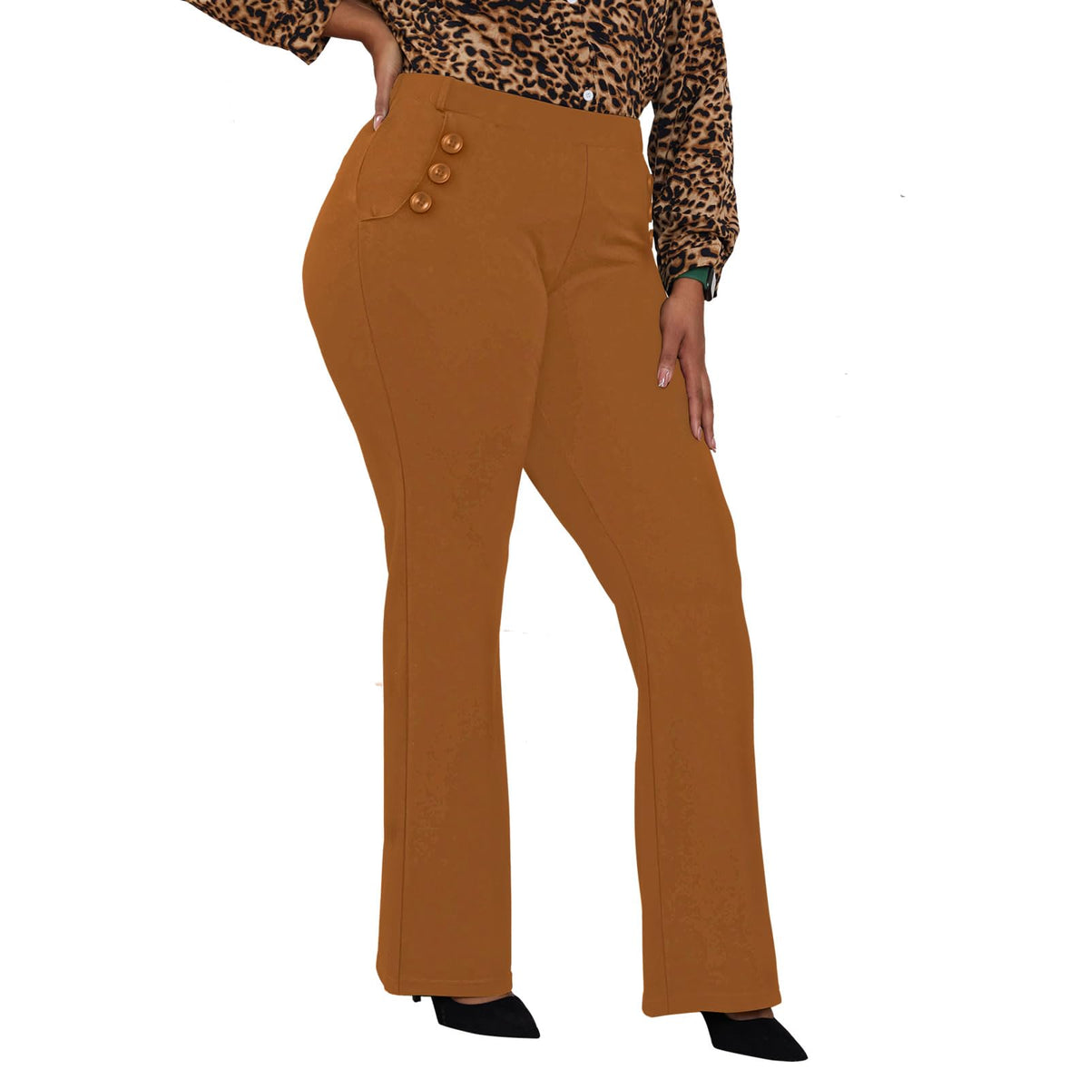 DGD Wrinkle-Free Stretch Dress Pants Plus Size for Women Pull-on Pant Ease into Comfort Office Pant