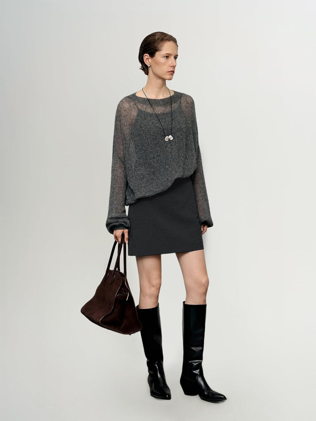 Silk Cashmere Blend Sweater for Women, Lightweight Crewneck Knit Pullover Jumper for Spring Layering