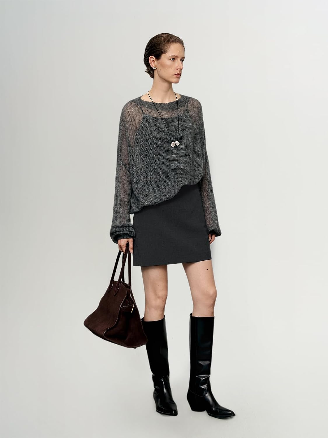 Silk Cashmere Blend Sweater for Women, Lightweight Crewneck Knit Pullover Jumper for Spring Layering