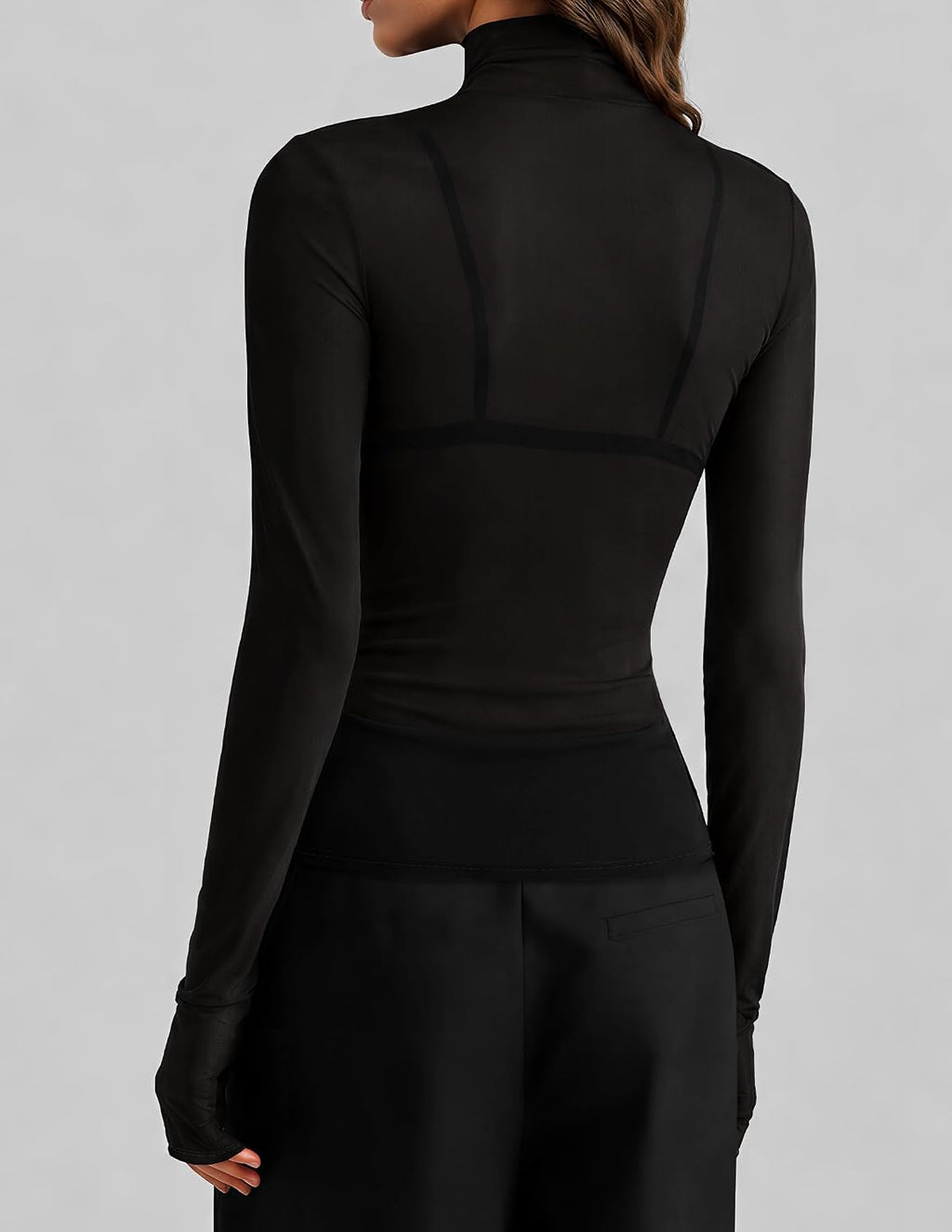 ZESICA Women's Mesh Sheer Turtleneck Long Sleeve Going Out Tops