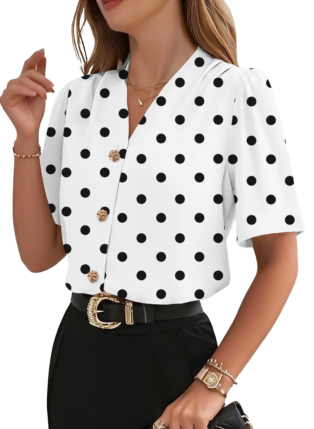 EVALESS Business Casual Tops for Women Button Down Shirts