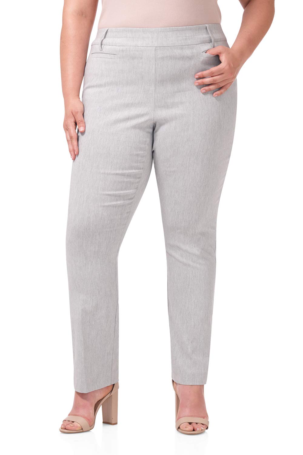 Rekucci Curvy Woman Ease into Comfort Plus Size Straight Pant w/Tummy Control