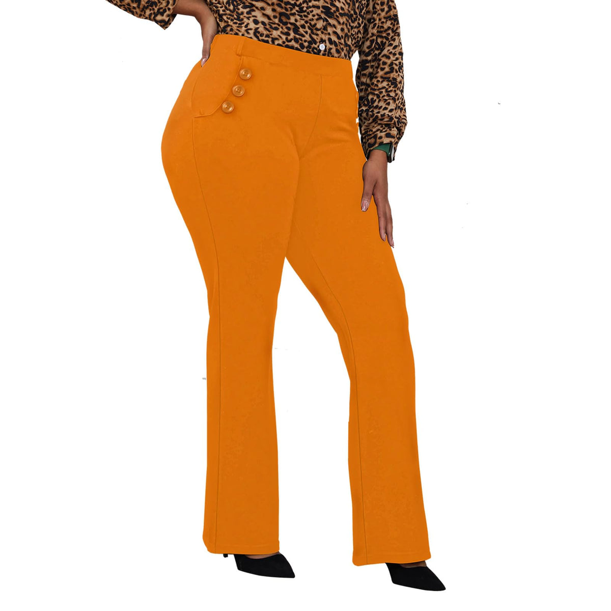 DGD Wrinkle-Free Stretch Dress Pants Plus Size for Women Pull-on Pant Ease into Comfort Office Pant