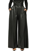 Tcremisa Leather Pants Women High Waisted Faux Leather Wide Leg Pant