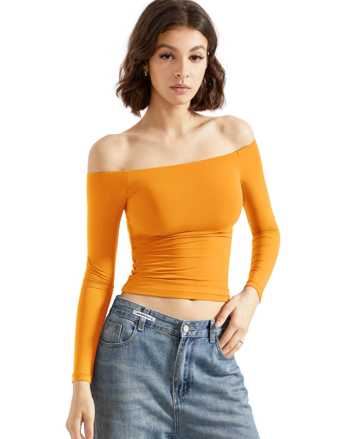 SUUKSESS Women Off Shoulder Double Lined Long Sleeve Shirts Basic Going Out Tops