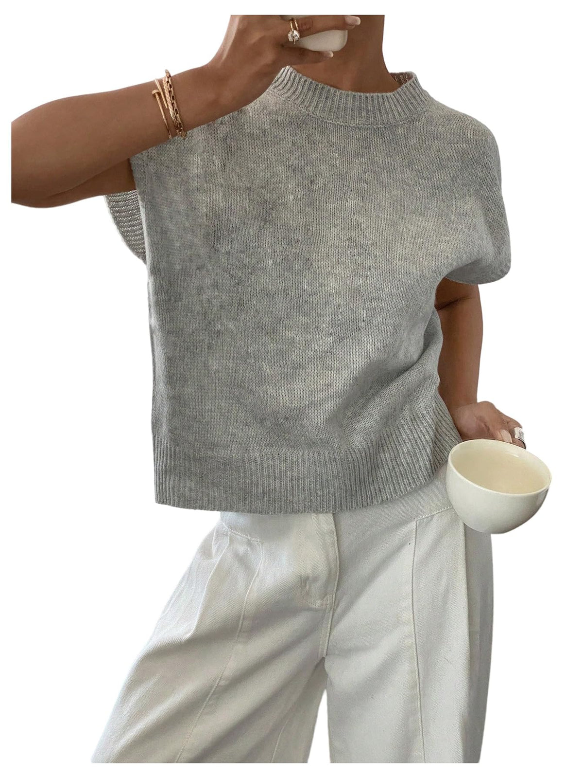 SOLY HUX Women's Short Sleeve Business Casual Sweater