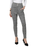 Hobemty Women Plaid Houndstooth High Waist Casual Work Skinny Pants