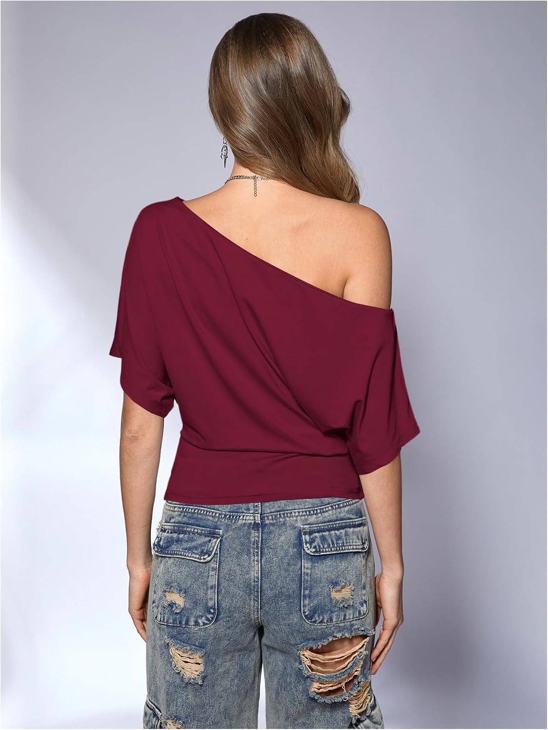 SweatyRocks Women's Off The Shoulder Tops Asymmetrical Y2K Going Out Top