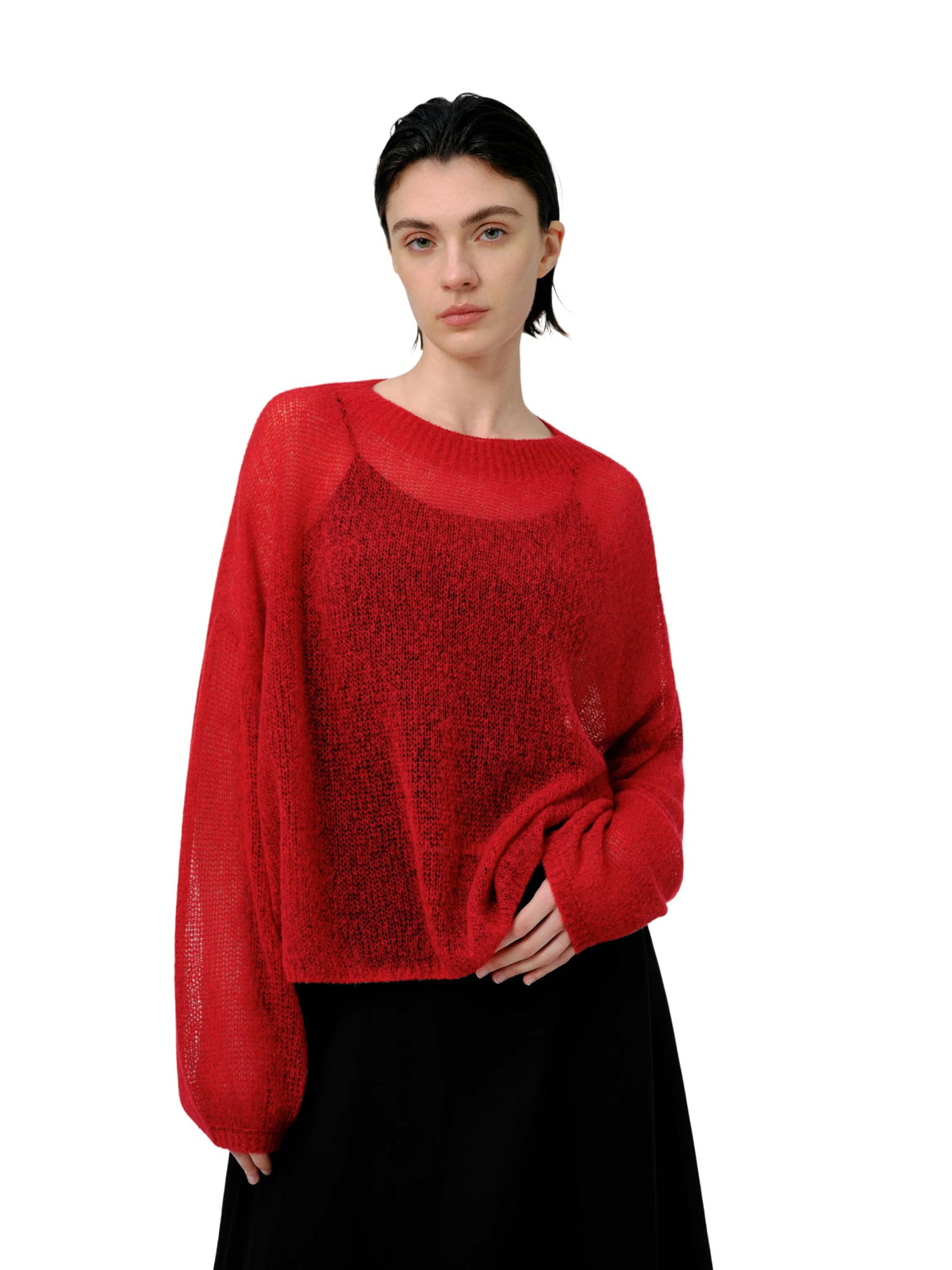 Silk Cashmere Blend Sweater for Women, Lightweight Crewneck Knit Pullover Jumper for Spring Layering
