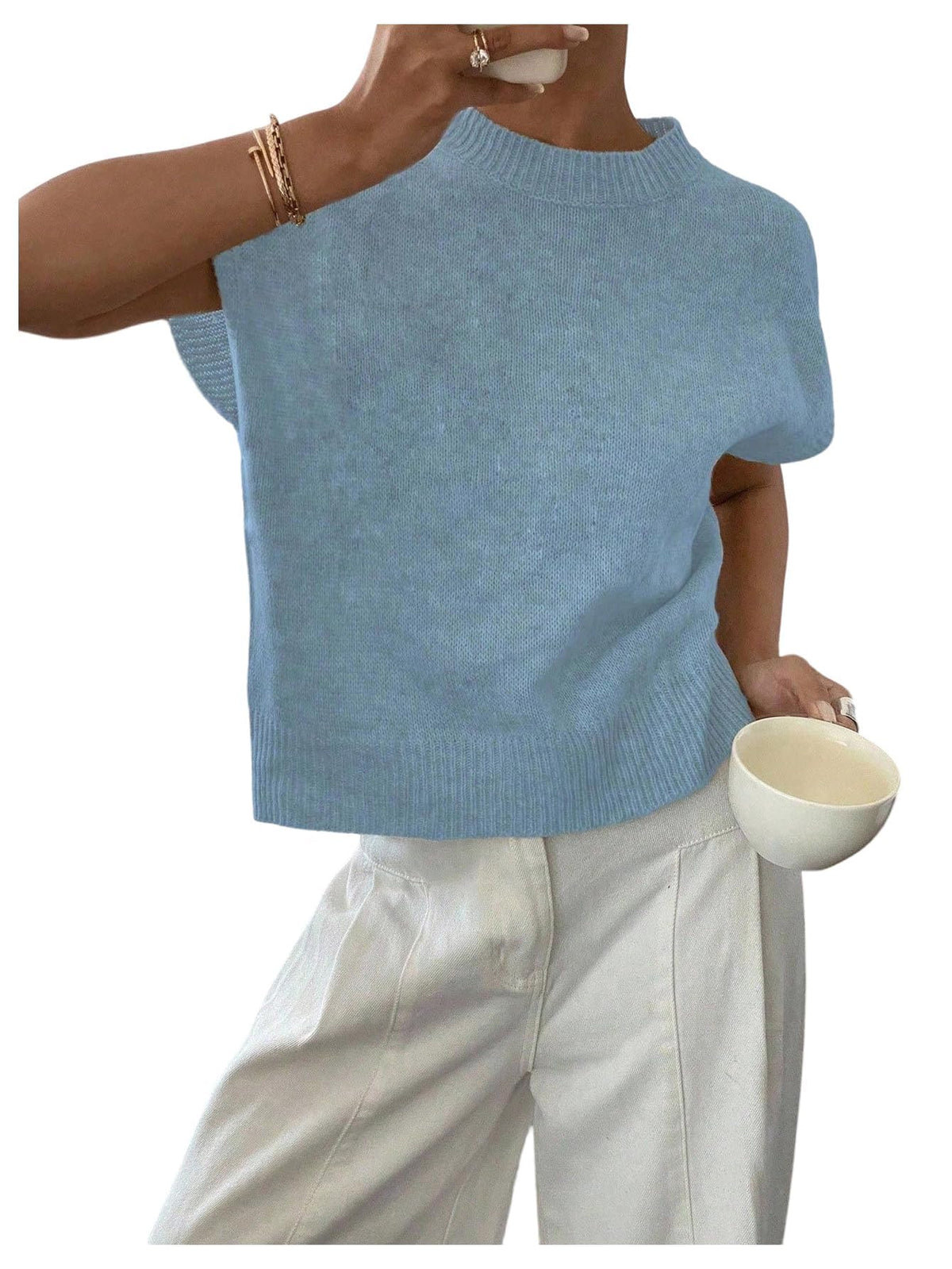 SOLY HUX Women's Short Sleeve Business Casual Sweater
