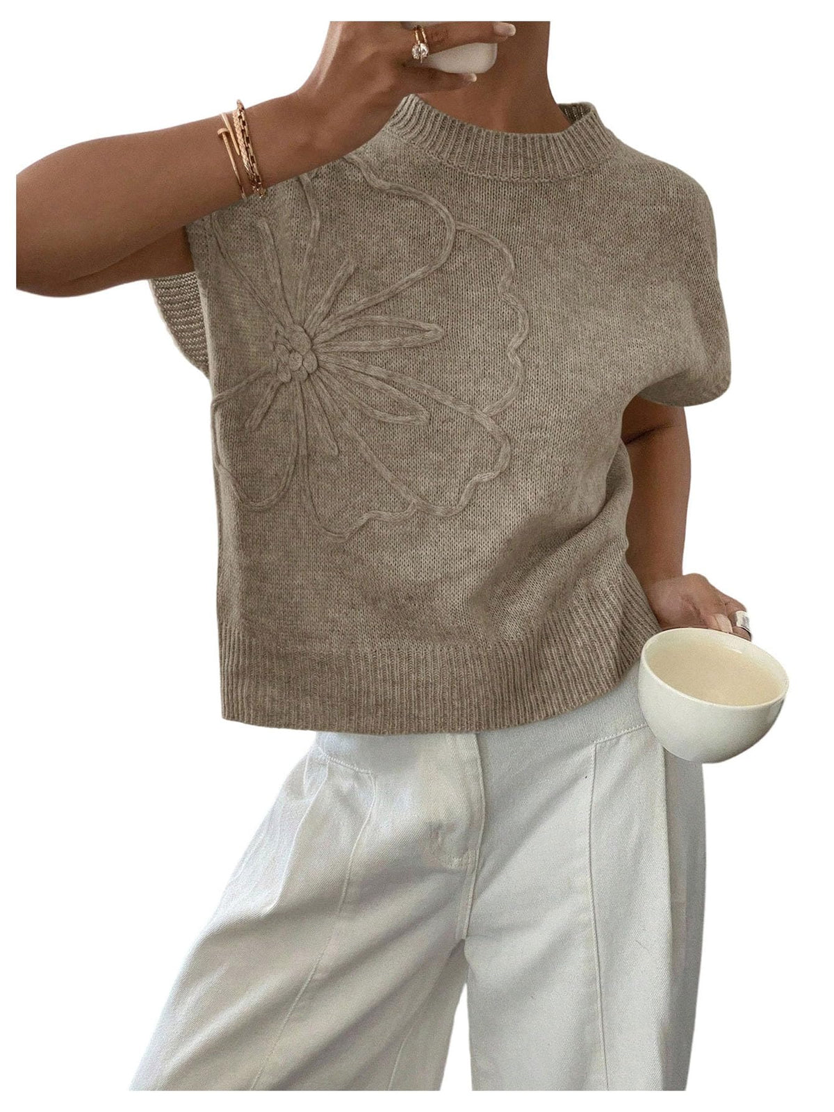 SOLY HUX Women's Short Sleeve Business Casual Sweater