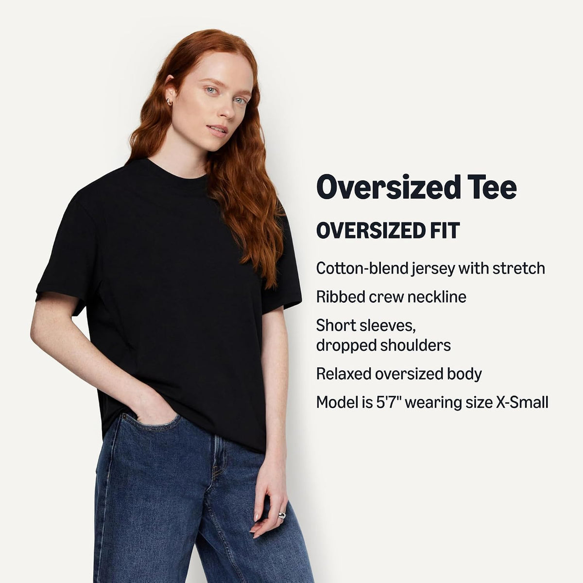 Amazon Essentials Women's Oversized-Fit Short Sleeve Crewneck Shirt