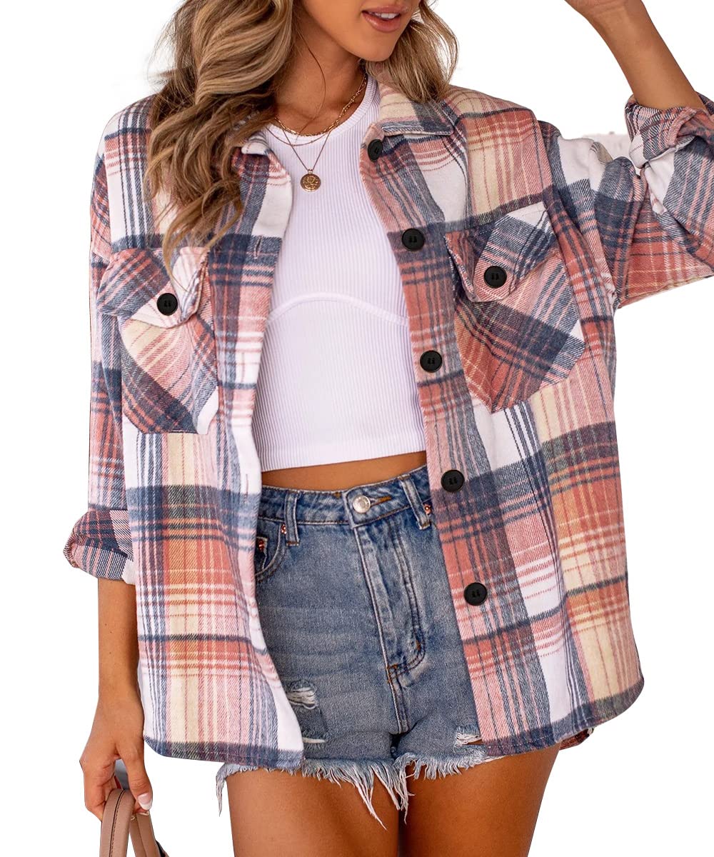 AUTOMET Shackets for Women Plaid Flannel Shirts