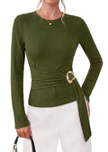 PRETTYGARDEN Asymmetrical Tops for Women Long Sleeve Top