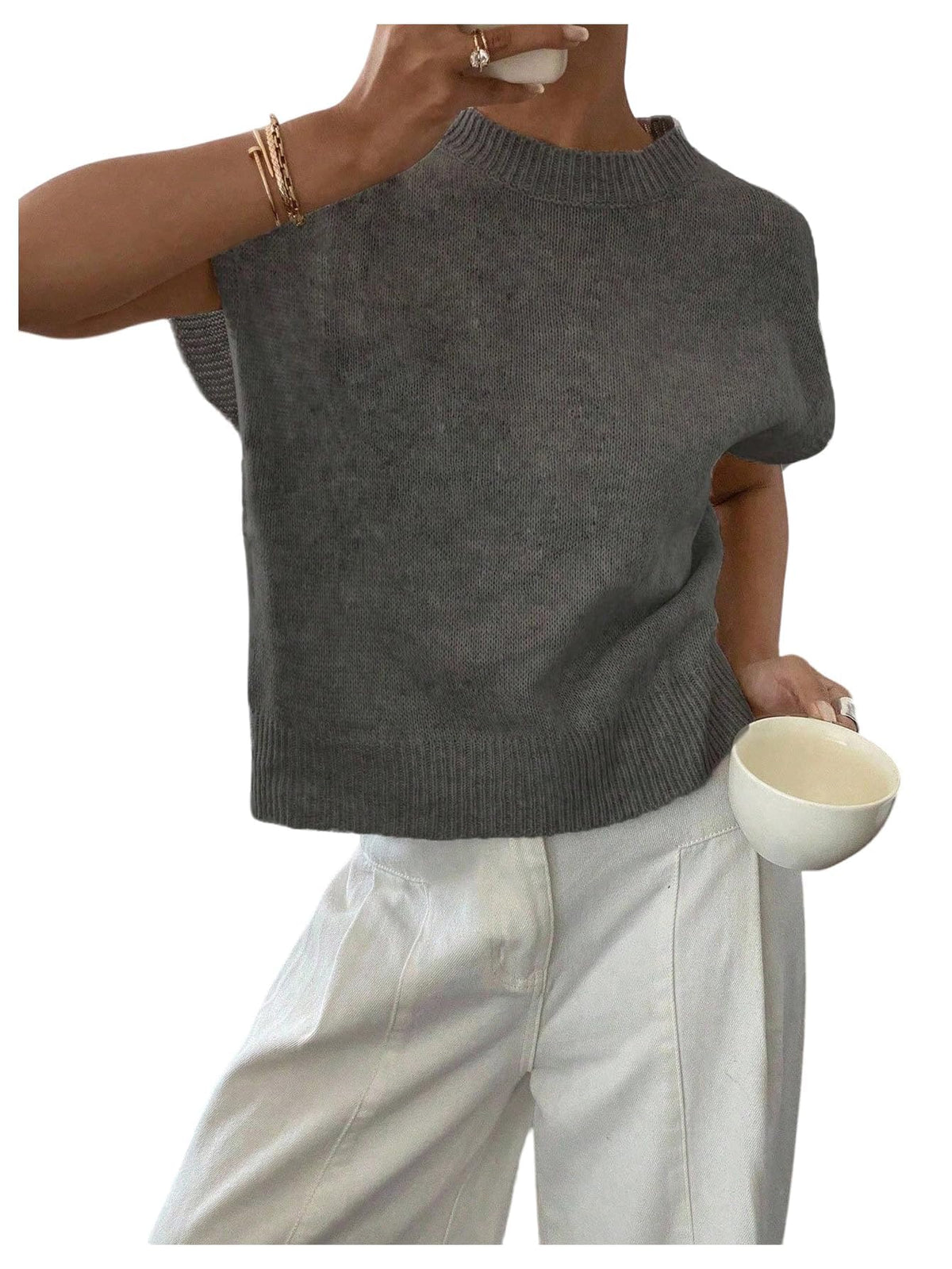 SOLY HUX Women's Short Sleeve Business Casual Sweater