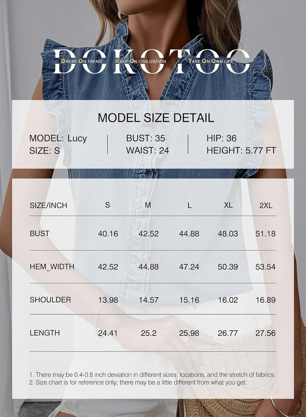 Dokotoo Denim Vest Women Sleeveless Tops Button Up Peplum V Neck Jean Vest