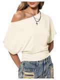 SweatyRocks Women's Off The Shoulder Tops Asymmetrical Y2K Going Out Top