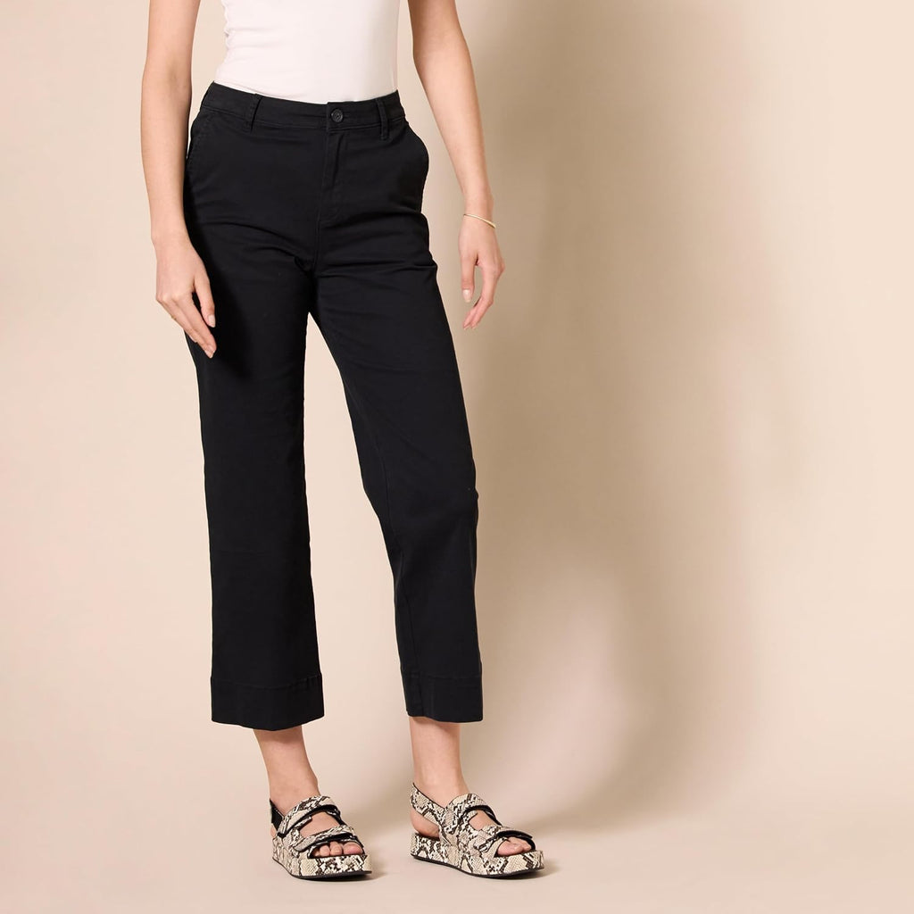 Amazon Essentials Women's High-Rise Slim-Fit Stretchy Ankle-Length Wide-Leg Khaki Pant