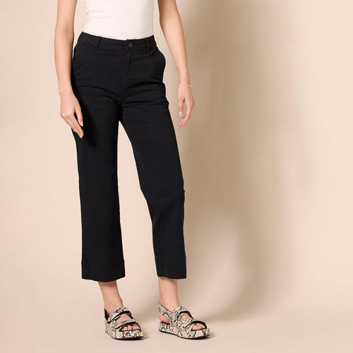 Amazon Essentials Women's High-Rise Slim-Fit Stretchy Ankle-Length Wide-Leg Khaki Pant