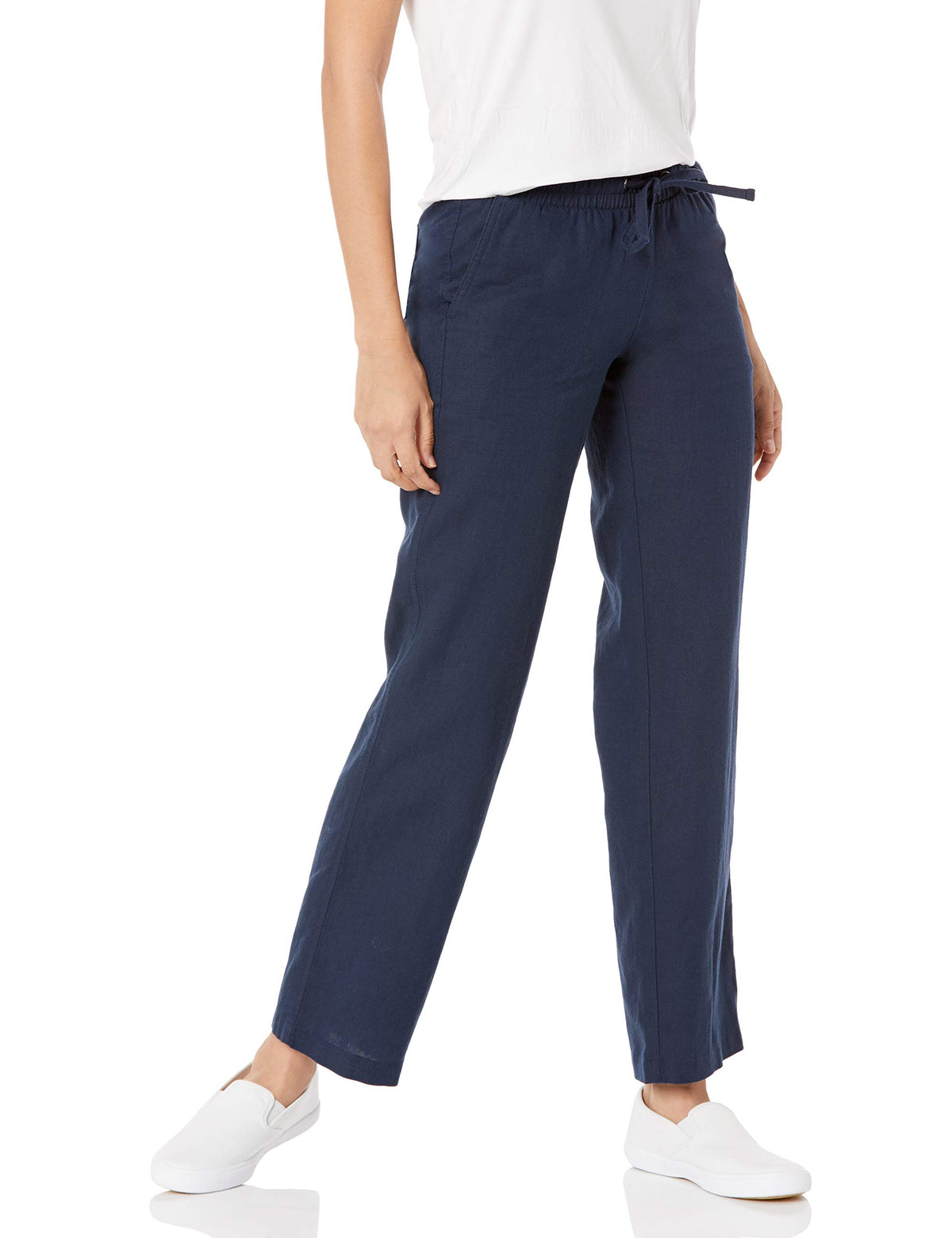 Amazon Essentials Women's Linen Blend Drawstring Relaxed Fit Wide Leg Pants (Available in Plus Size)