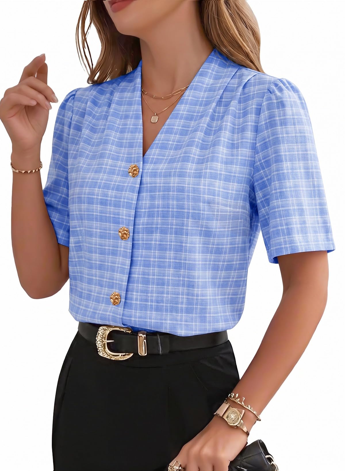 EVALESS Business Casual Tops for Women Button Down Shirts