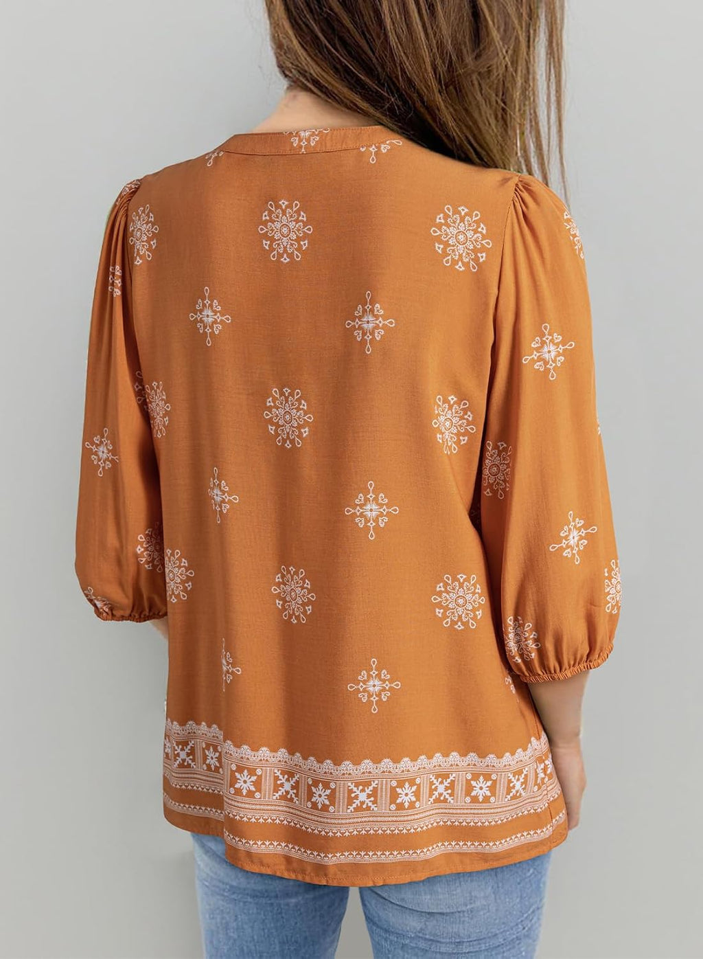 Dokotoo Womens Tops Boho Button Down V Neck Peplum Babydoll Blouses Shirts
