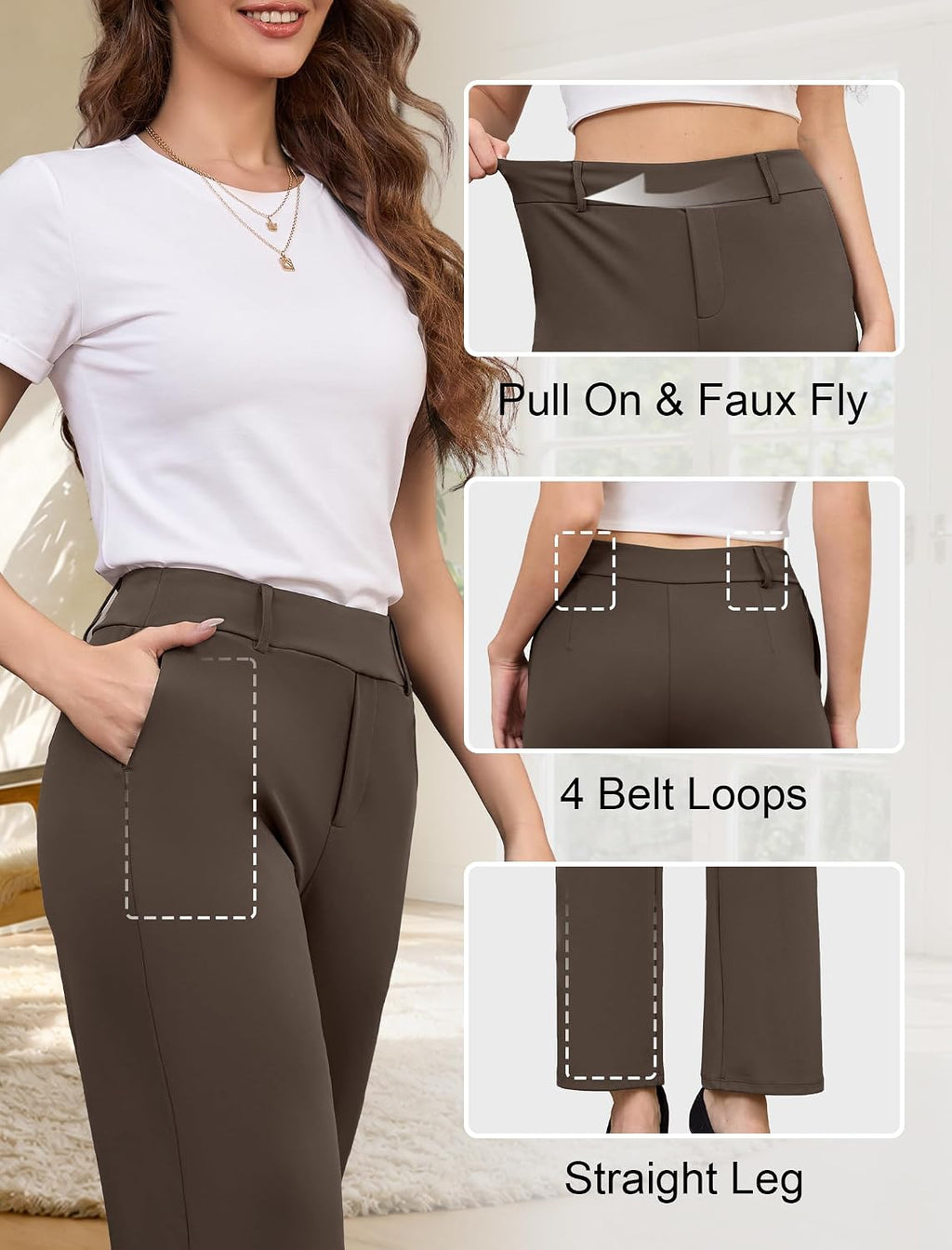 COPYLEAF Womens Wide Leg Dress Pants Business Casual Trousers with Pockets