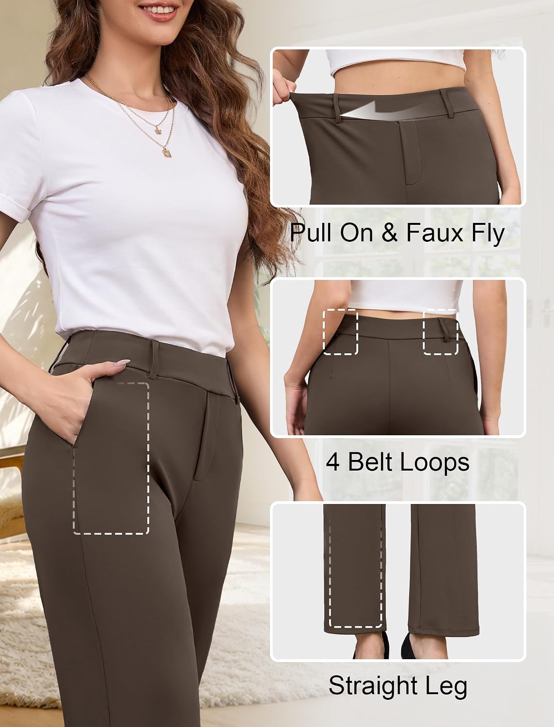 COPYLEAF Womens Wide Leg Dress Pants Business Casual Trousers with Pockets