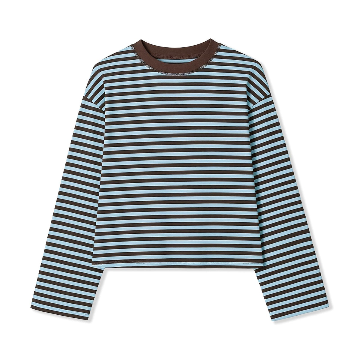 Striped Bloom Long Sleeve Shirt for Women Boxy Tee Top Streetwear
