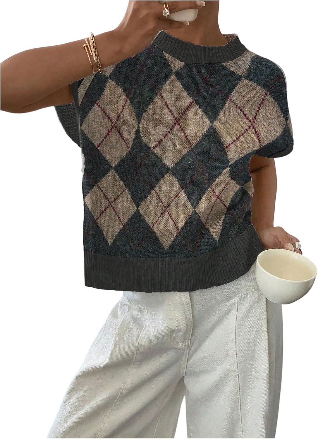 SOLY HUX Women's Short Sleeve Business Casual Sweater