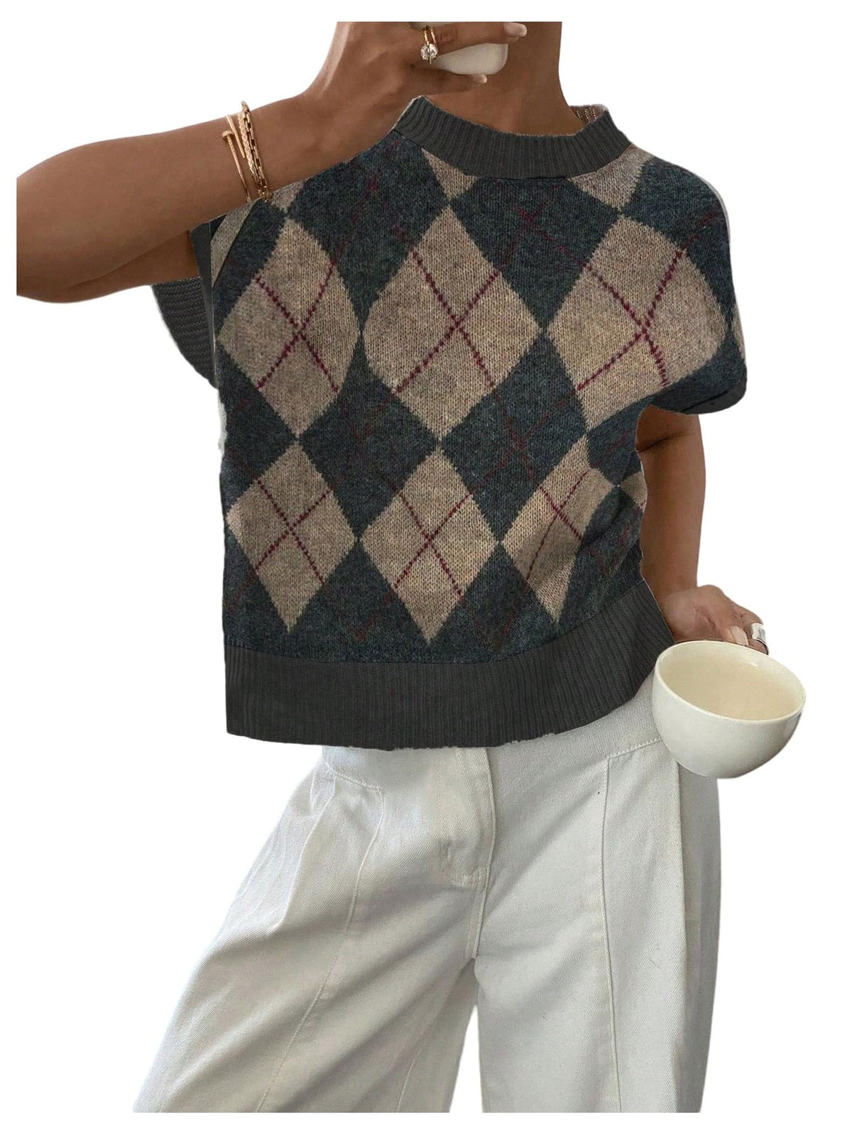 SOLY HUX Women's Short Sleeve Business Casual Sweater