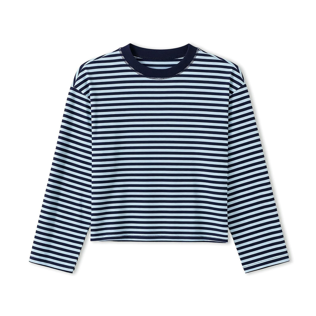 Striped Bloom Long Sleeve Shirt for Women Boxy Tee Top Streetwear