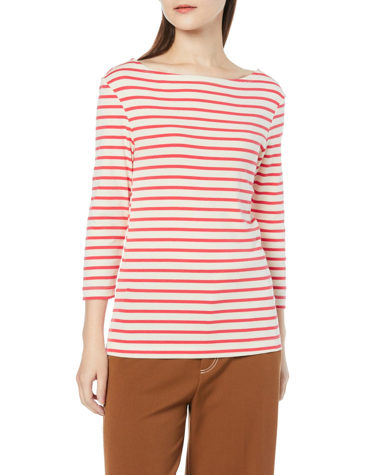 Amazon Essentials Women's Slim-Fit 3/4 Sleeve Boat Neck Tops Cotton Modal T-Shirt