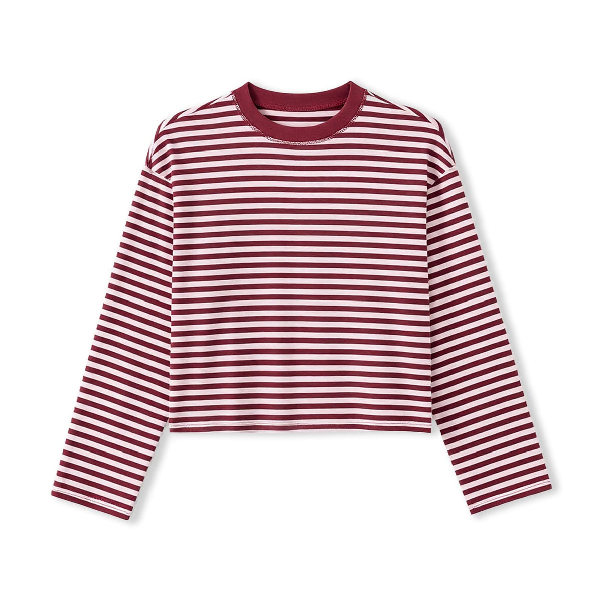 Striped Bloom Long Sleeve Shirt for Women Boxy Tee Top Streetwear