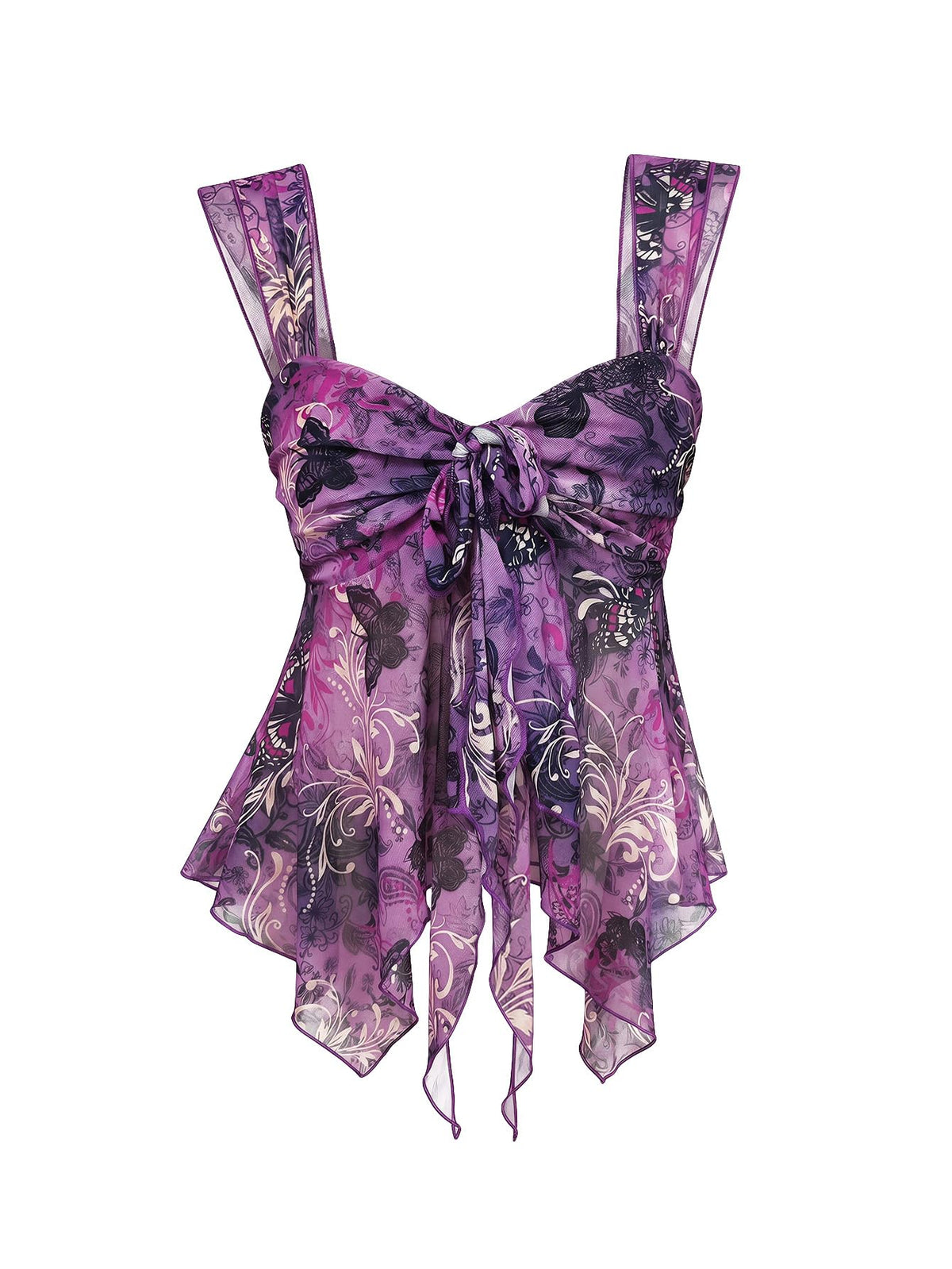 Milumia Women's Flowy Baby Doll Tank Tops Y2k Mesh Going Out Top Festival