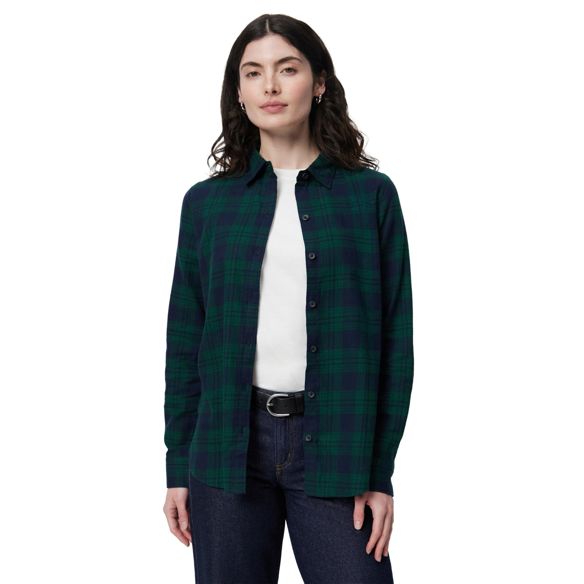Amazon Essentials Women's Regular-Fit Long-Sleeve Lightweight Cotton Brushed Flannel Shirt