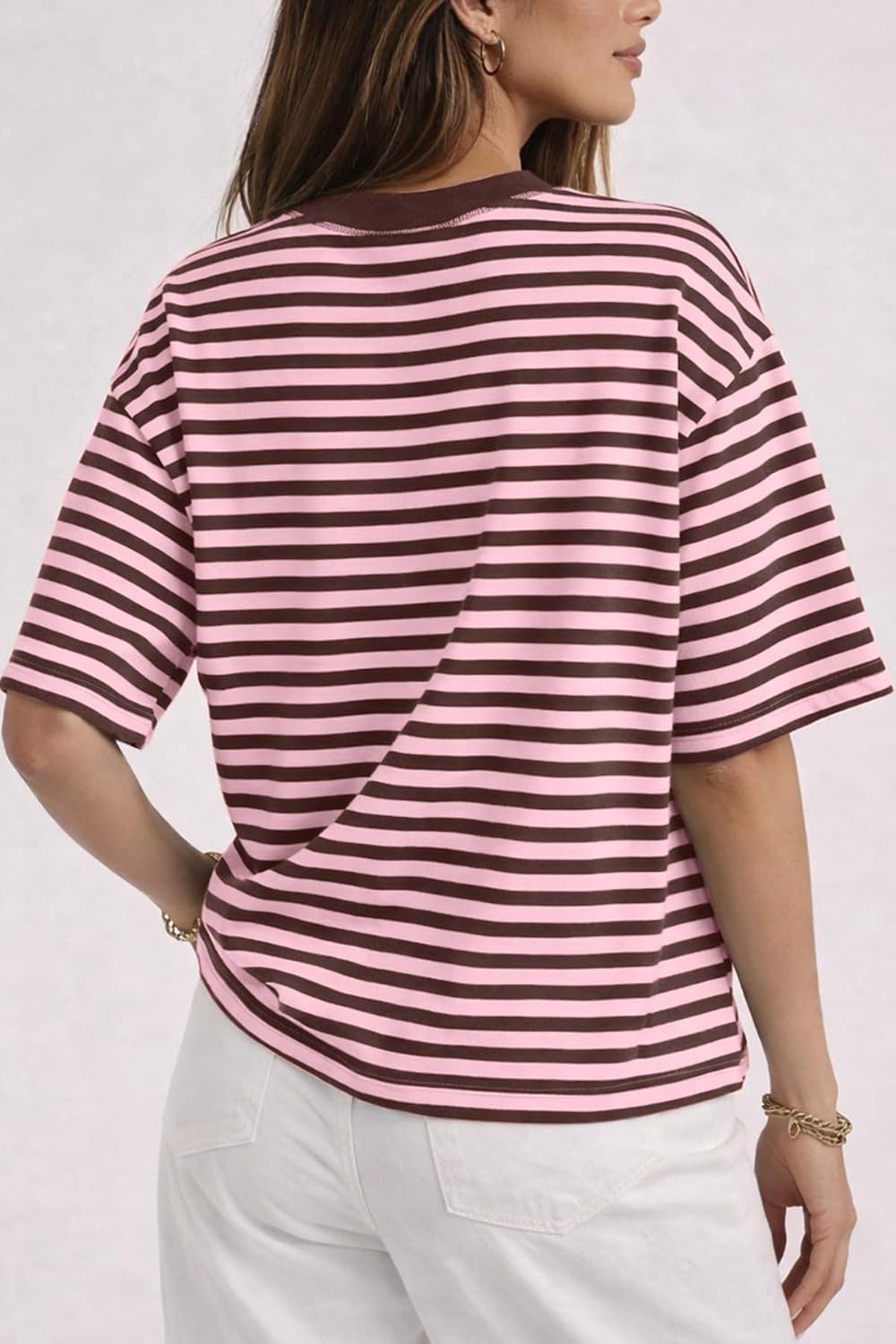 CHYRII Womens Oversized Striped T Shirts Short Sleeve Fashion 2026 Casual Crewneck Summer Y2K Clothes