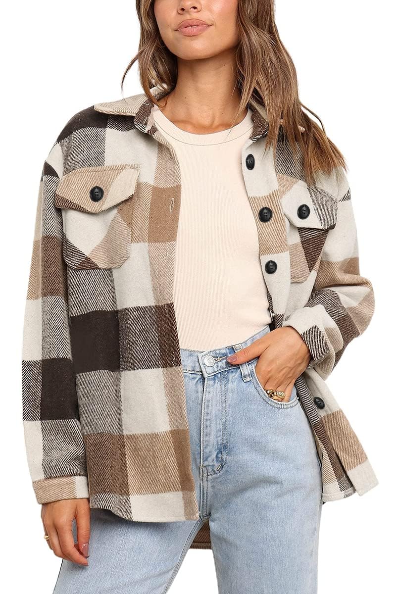 AUTOMET Shackets for Women Plaid Flannel Shirts