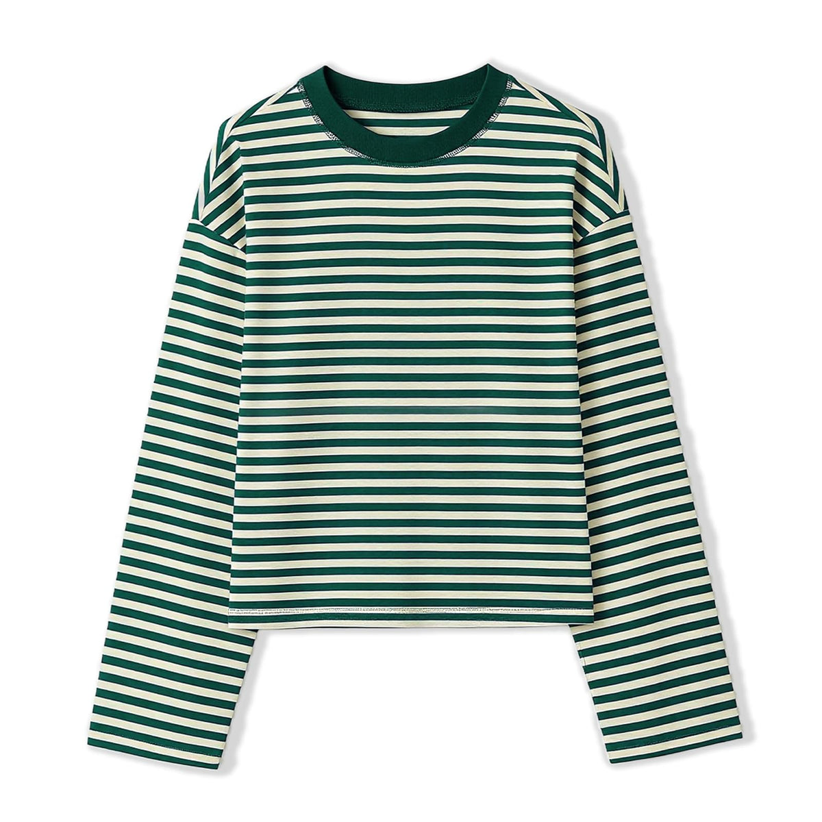 Striped Bloom Long Sleeve Shirt for Women Boxy Tee Top Streetwear