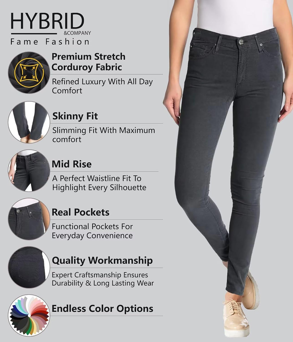 Hybrid & Company Women's Corduroy Skinny Pants