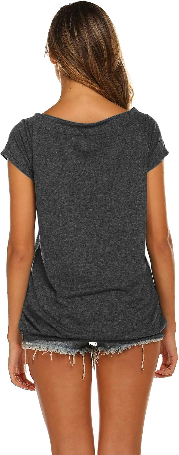 Halife Women's Off The Shoulder Tops Summer Casual Short Sleeve T Shirts