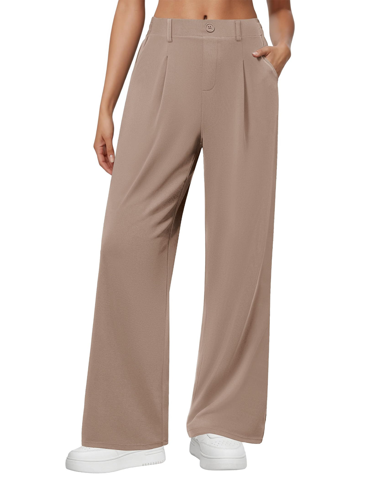 DLOODA Wide Leg Dress Pants for Women Pull on High Waisted Work Pants