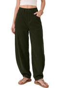 KICZOY Womens Corduroy Barrel Pants Mid Rise Baggy Wide Leg Work Trousers