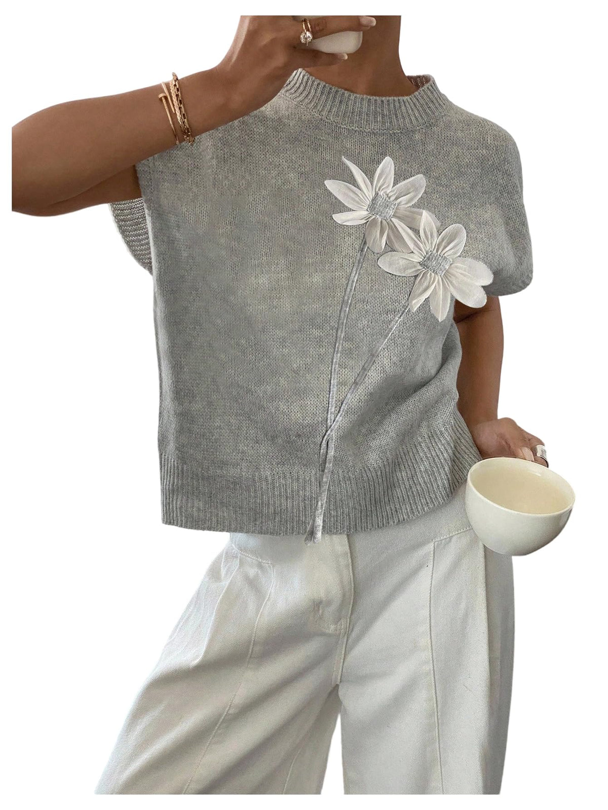 SOLY HUX Women's Short Sleeve Business Casual Sweater